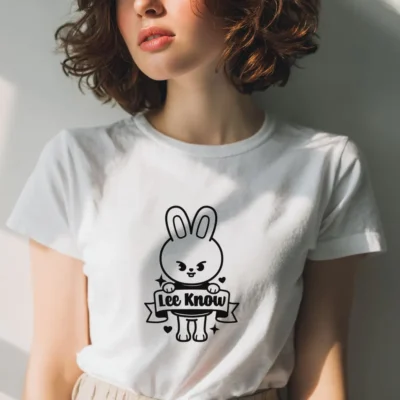 koszulka młodzieżowa damska z nadrukiem stray kids kpop biała