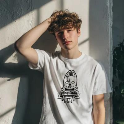 koszulka młodzieżowa męska z nadrukiem stray kids kpop biała