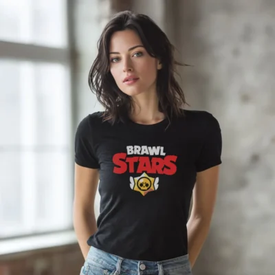 koszulka damska z nadrukiem brawl stars czarna