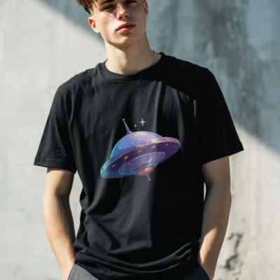 koszulka młodzieżowa męska z nadrukiem ufo czarna