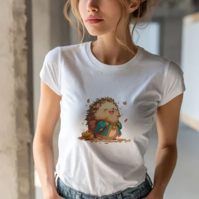 koszulka damska z nadrukiem jez biała