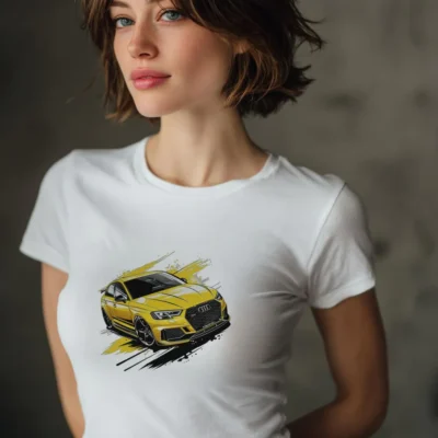 koszulka damska z nadrukiem audi biała