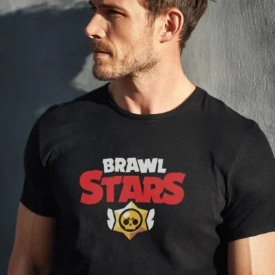 koszulka męska z nadrukiem brawl stars czarna