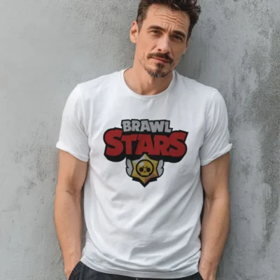 koszulka męska z nadrukiem brawl stars biała