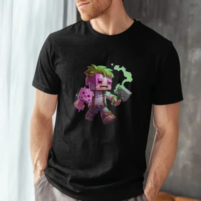 koszulka męska z nadrukiem minecraft czarna