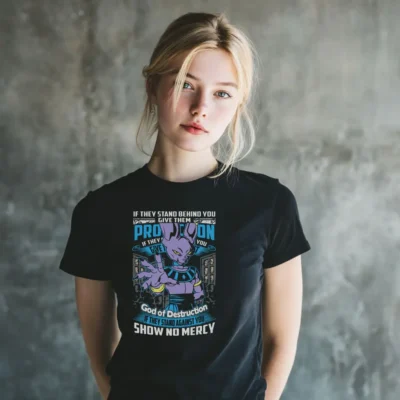 Koszulka młodzieżowa damska z nadrukiem Dragon Ball czarna