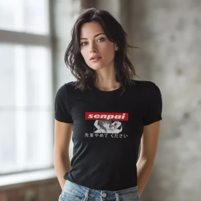 koszulka damska z nadrukiem japonia czarna